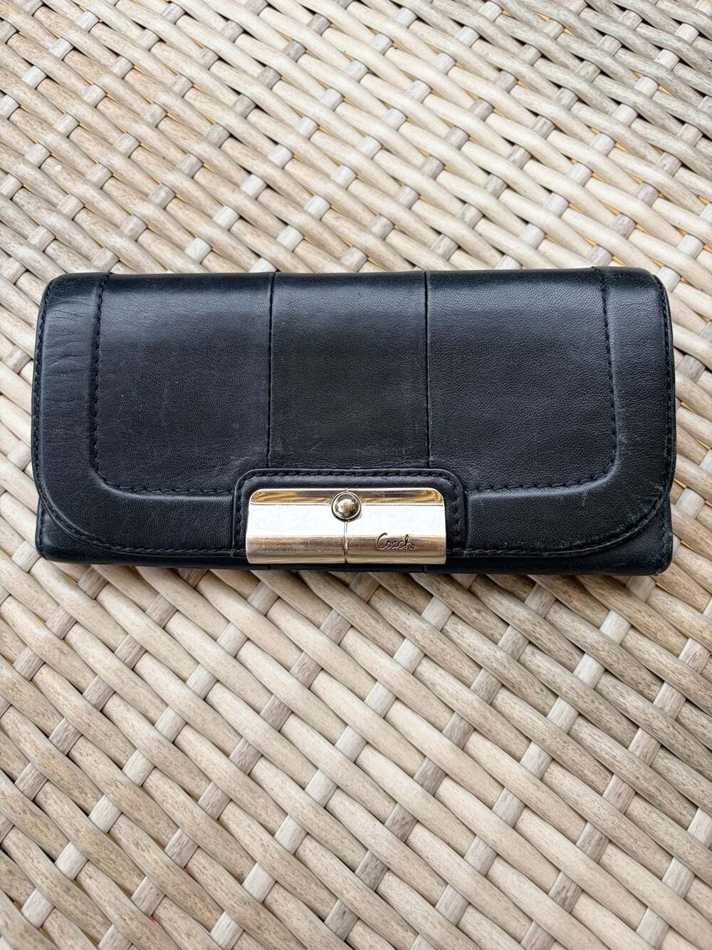 Coach Kristin Black Leather Flap Wallet